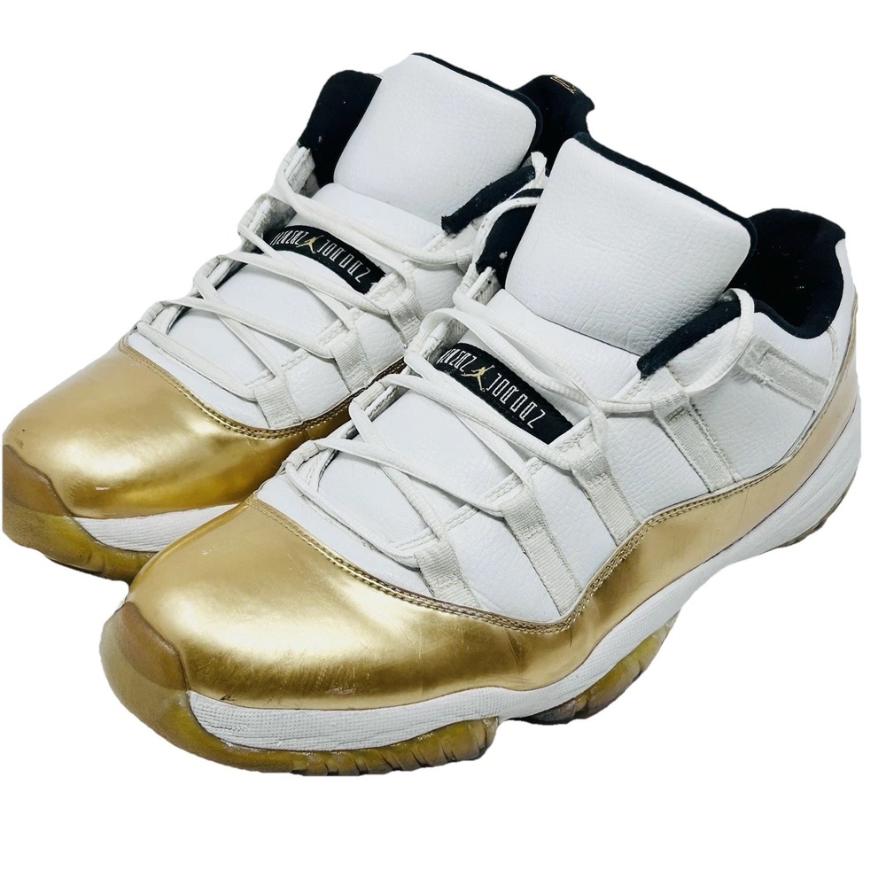 Sz 11.5 AIR JORDAN 11 Retro Low Closing Ceremony Metallic Gold & White SHARP!